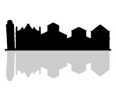 Resimli ve beyaz arka plan üzerinde renkli Pisa manzarası