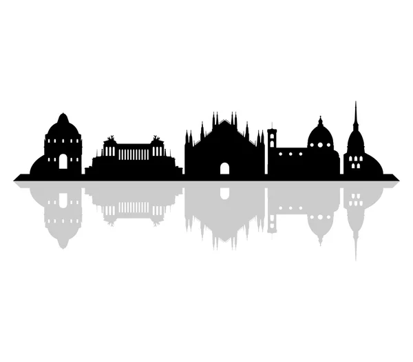 Italy skyline illustrated and colored on white background — Stock Photo, Image