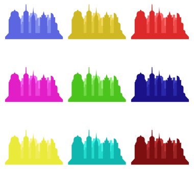 Beyaz bir arka plan üzerinde gösterilen new york skyline