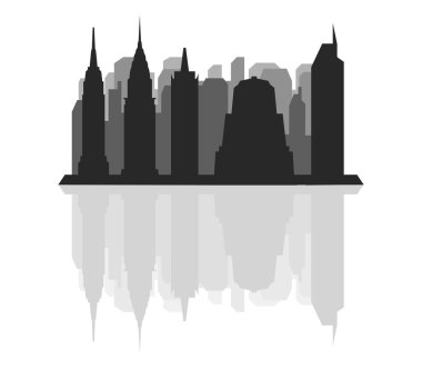 Beyaz bir arka plan üzerinde gösterilen new york skyline