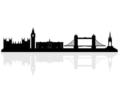 Beyaz bir arka plan üzerinde resimli Londra manzarası