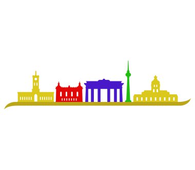 Resimli ve renkli berlin siluetinin