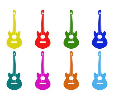 Resimli ve renkli gitar kümesi