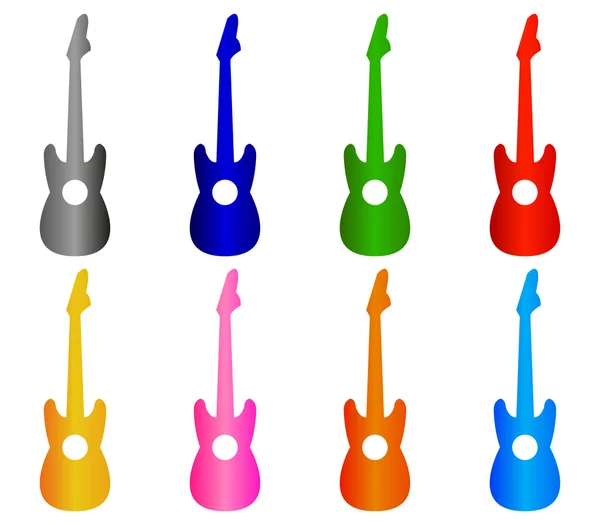 Ensemble de guitares illustrées et colorées — Photo