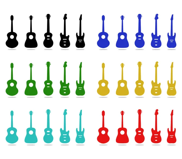 Набор иллюстрированных и красочных гитар — стоковое фото