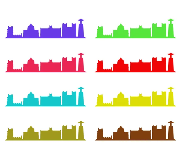 Skyline di Lisbona illustrato e colorato — Foto Stock