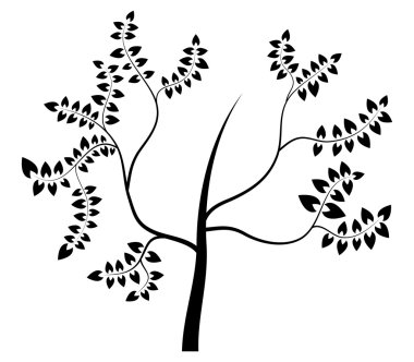 Beyaz bir arka plan üzerinde gösterilen ağaç siluet