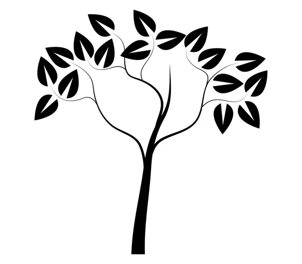 Tree silhouette shown on a white background — Stock Photo, Image