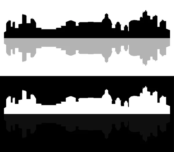 Місто горизонт ілюстрований на білому тлі — стокове фото
