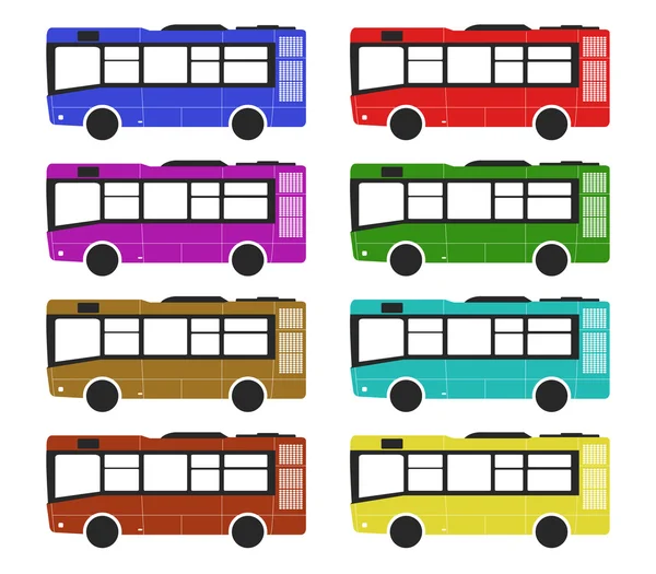 Buses illustrated on a white background — Stock Photo, Image