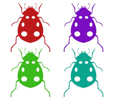 Beyaz bir arka plan üzerinde resimli ladybugs