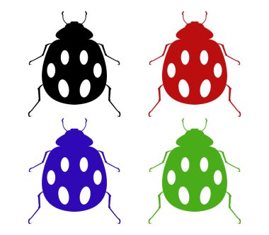 Beyaz bir arka plan üzerinde resimli ladybugs