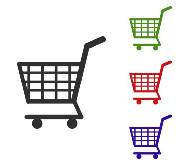 Beyaz arkaplanda alışveriş arabası simgesi