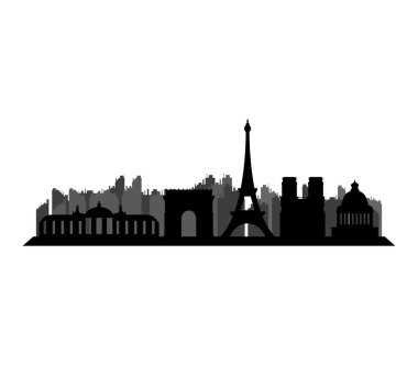Paris siluet beyaz bir arka plan üzerinde