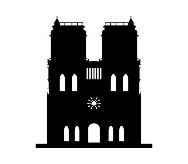 Beyaz bir arka plan üzerinde Notre Dame Katedrali