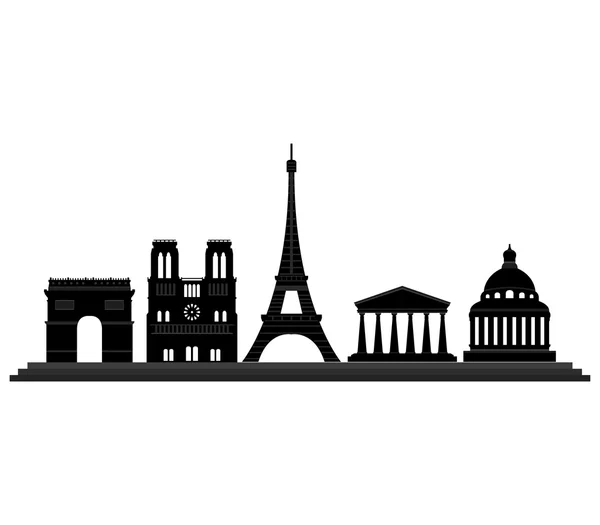 Paris siluett på vit bakgrund — Stockfoto