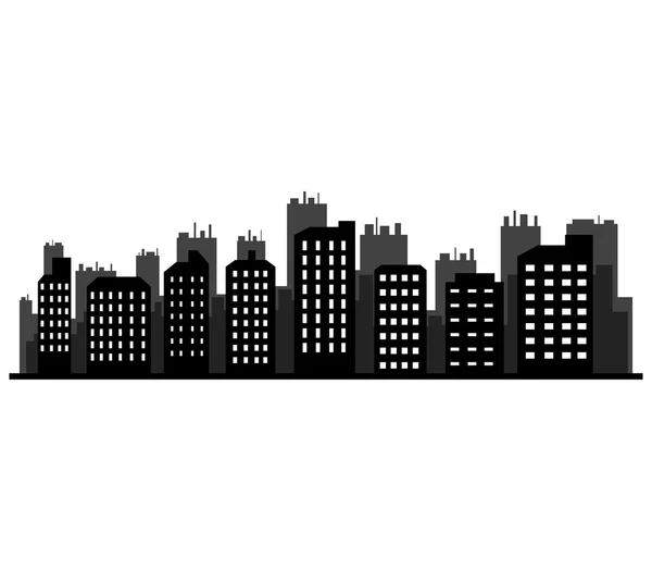 City skyline illustrated on a white background — Stock Photo, Image