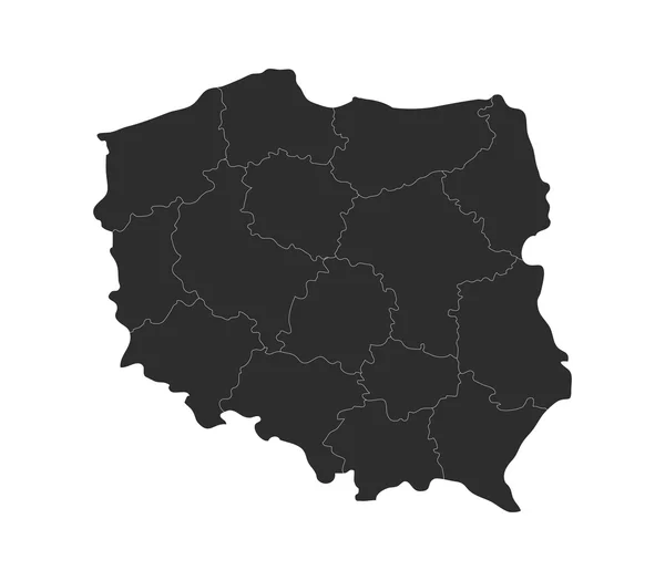Карта Польща з регіонів — стокове фото