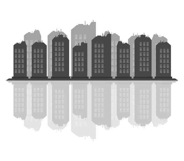 City skyline illustrated on a white background — Stock Photo, Image