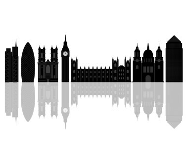 Beyaz bir arka plan üzerinde Londra manzarası