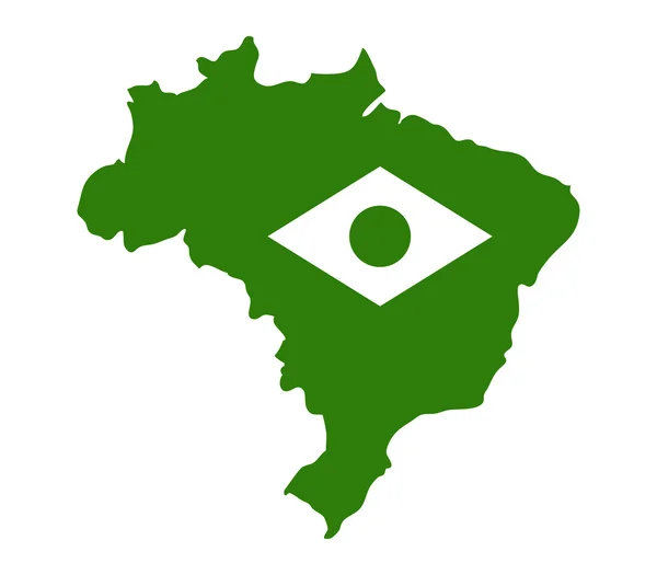 Мапа Бразилії з прапором — стокове фото