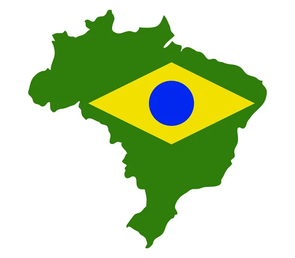 Karte von Brasilien mit Fahne — Stockfoto