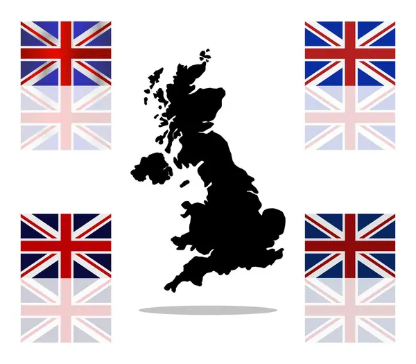 Χάρτης της Μεγάλης Βρετανίας με σημαία — Φωτογραφία Αρχείου
