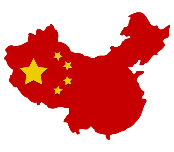 Bayrağı olan Çin haritası — Stok fotoğraf
