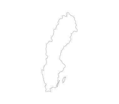 Beyaz bir arka plan üzerinde gösterilen İsveç Haritası