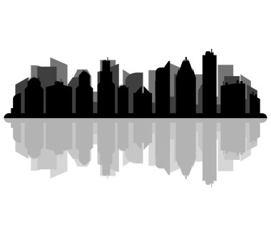 Beyaz bir arka plan üzerinde Chicago manzarası