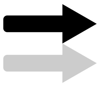 Beyaz bir arka plan üzerinde gösterilen ok