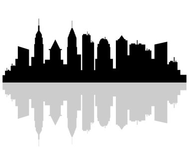 New York'un siluetinin beyaz bir arka plan üzerinde