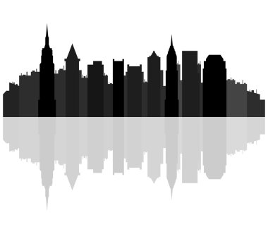 New York'un siluetinin beyaz bir arka plan üzerinde