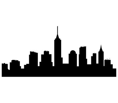 New York'un siluetinin beyaz bir arka plan üzerinde