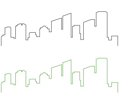 Beyaz bir arka plan üzerinde şehir manzarası