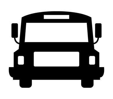 Okul otobüsü simgesi beyaz arka plan üzerinde