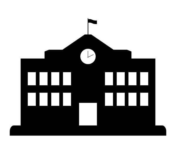 Ikone illustriert und farbiges Schulgebäude — Stockfoto