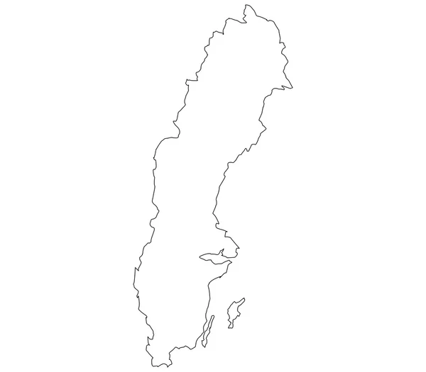 在白色背景上的瑞典地图 — 图库照片