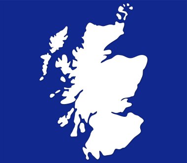 İskoçya harita üzerinde beyaz bir arka plan