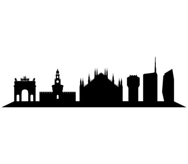 Beyaz bir arka plan üzerinde Milan manzarası