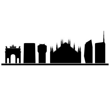 Beyaz bir arka plan üzerinde Milan manzarası