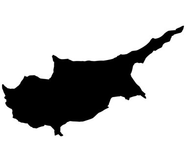 Kıbrıs harita üzerinde beyaz bir arka plan