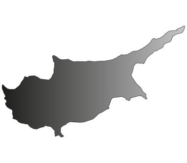 Kıbrıs harita üzerinde beyaz bir arka plan