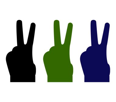 Beyaz bir arka plan üzerinde el zafer