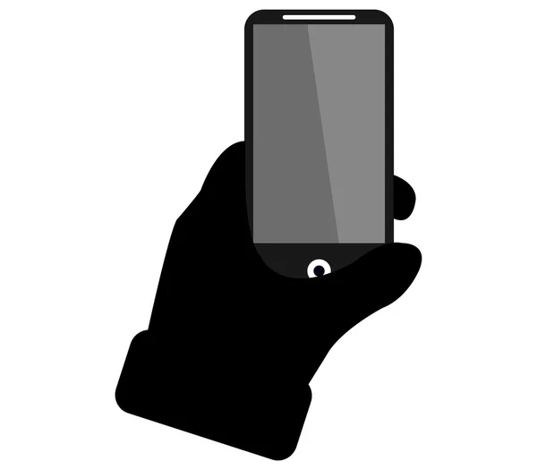 Mão com telefone celular no fundo branco — Fotografia de Stock