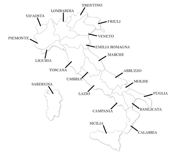 白い背景のイタリアを地図します。 — ストック写真