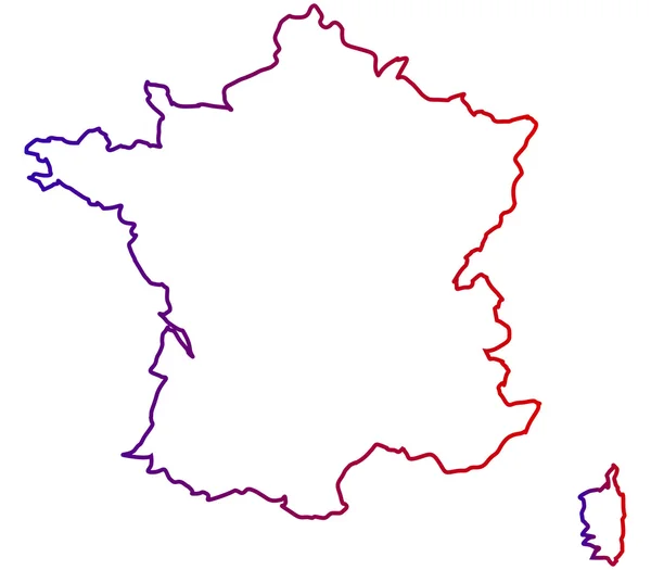 Mapa Francie na bílém pozadí — Stock fotografie
