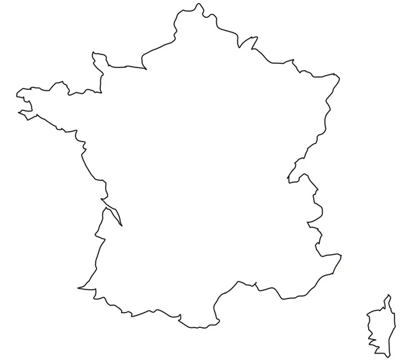 Francia mapa sobre un fondo blanco — Foto de Stock