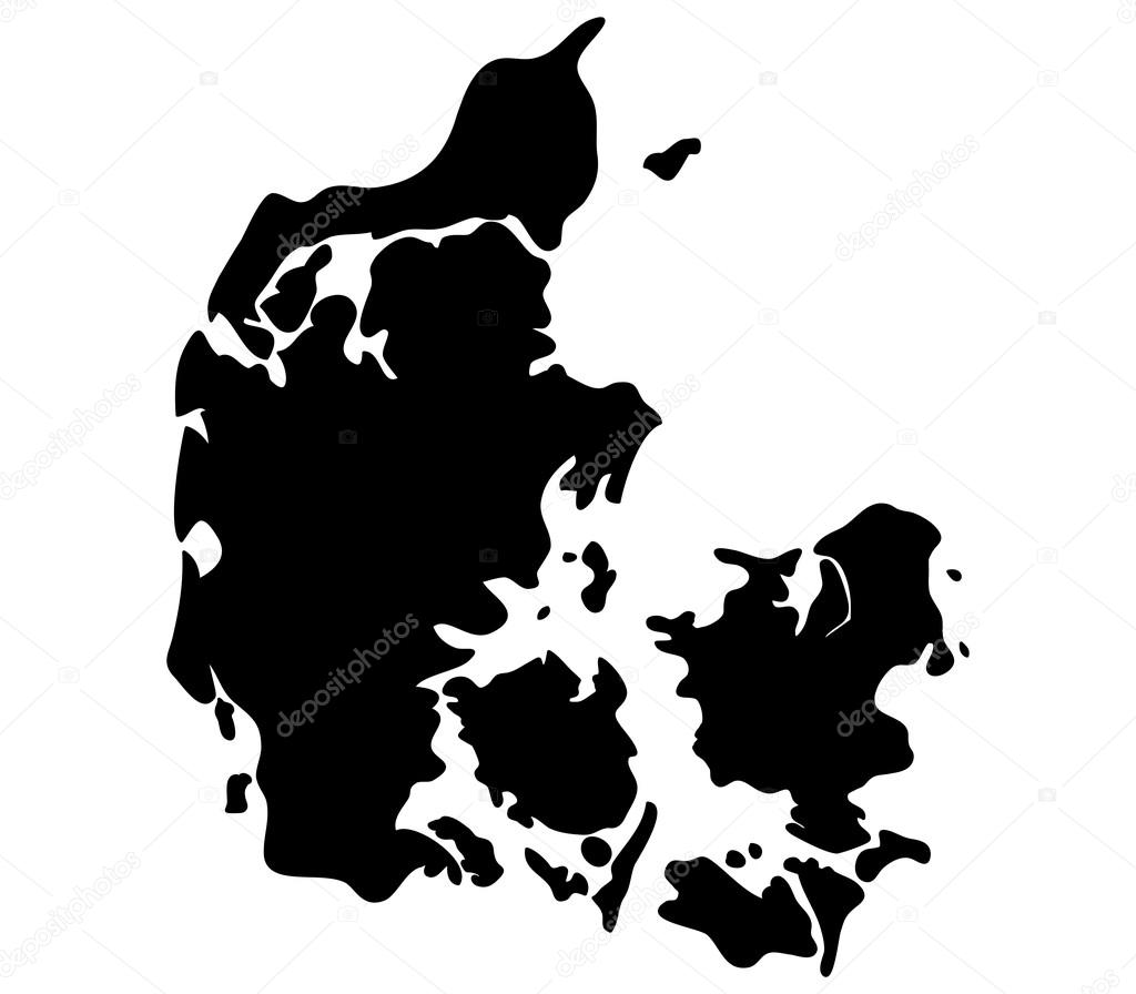 Denmark map on a white background