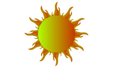 Beyaz bir arka plan üzerinde gösterilen güneş